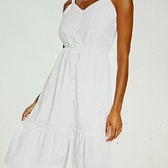 Nautica Dresses & Skirts - Nautica Womens Tiered Sleeveless Ruffle Midi Dress in Bright White Size L